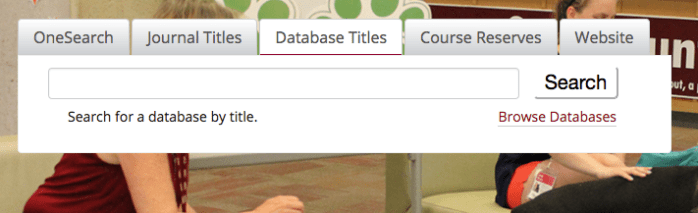 screenshot of database tab on Mansfield Library from June 2017